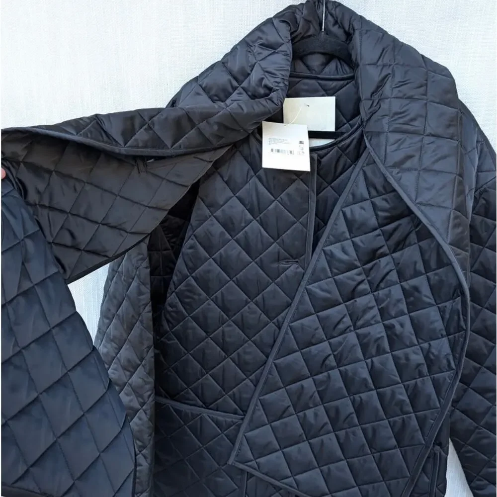NWT TOTEME Black Scarf-detailed Quilted Recycled-shell Jacket, size IT 40/ US8 - Picture 5 of 9